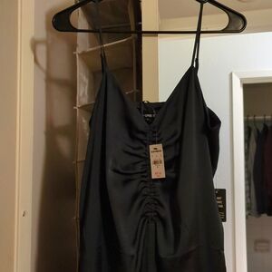 GREEN SATIN MIDI DRESS - size medium